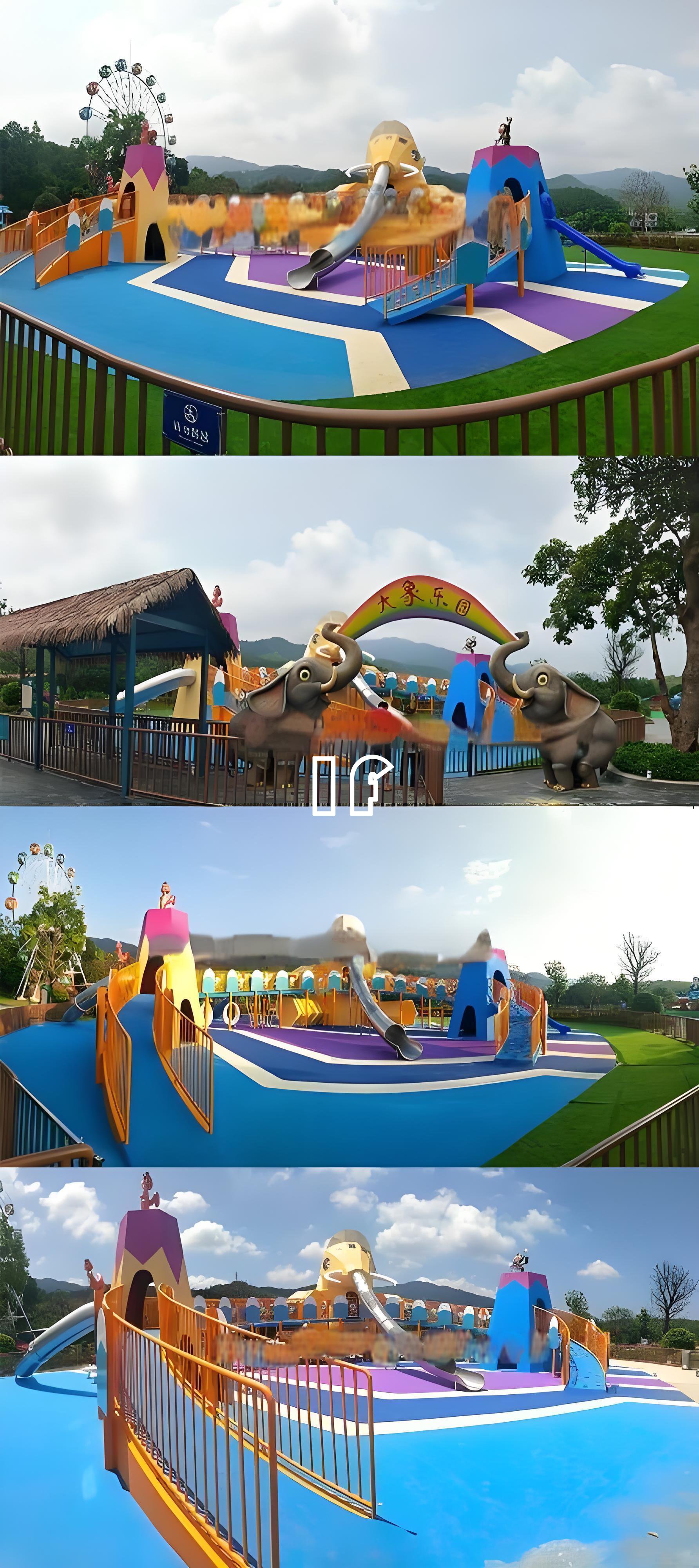 大象造型无动力游乐设备组合滑梯